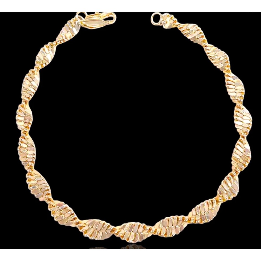 Laminated Gold Tone Spiral Textured Link BraceletFashion‎ 4.2N Accessory 7inch